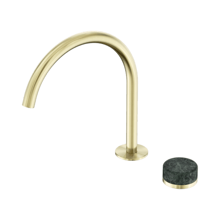 SERENITY BATH/KITCHEN MIXER ARC SPOUT WITH VERDE ALPI HANDLE BRUSHED GOLD (24E038BG)