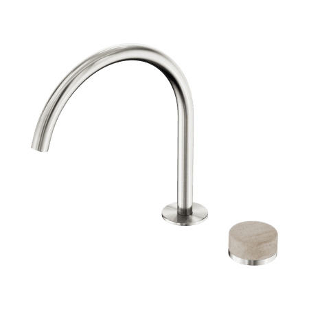 SERENITY BATH/KITCHEN MIXER ARC SPOUT WITH ROME TRAVERTINE HANDLE BRUSHED NICKEL (24E039BN)