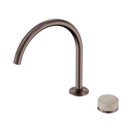 SERENITY BATH/KITCHEN MIXER ARC SPOUT WITH ROME TRAVERTINE HANDLE BRUSHED BRONZE (24E039BZ)