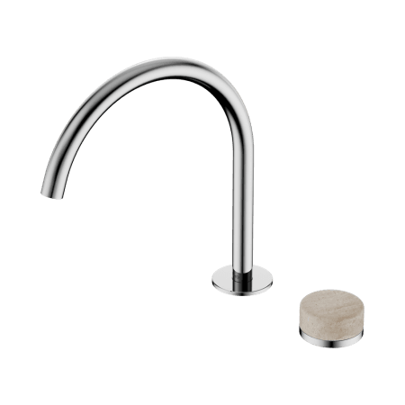 SERENITY BATH/KITCHEN MIXER ARC SPOUT WITH ROME TRAVERTINE HANDLE CHROME (24E039CH)
