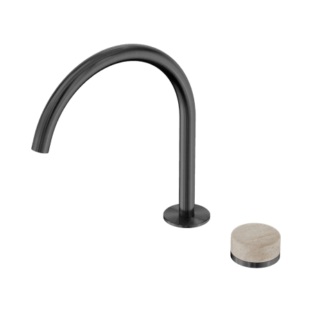 SERENITY BATH/KITCHEN MIXER ARC SPOUT WITH ROME TRAVERTINE HANDLE GUN METAL (24E039GM)