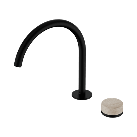 SERENITY BATH/KITCHEN MIXER ARC SPOUT WITH ROME TRAVERTINE HANDLE MATTE BLACK (24E039MB)