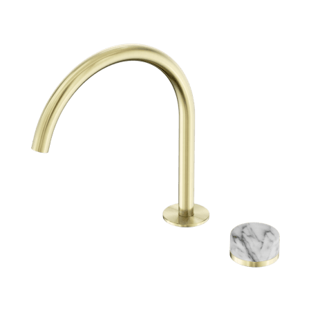 SERENITY BATH/KITCHEN MIXER ARC SPOUT WITH ARABESCATO CORCHIA HANDLE BRUSHED GOLD (24E040BG)