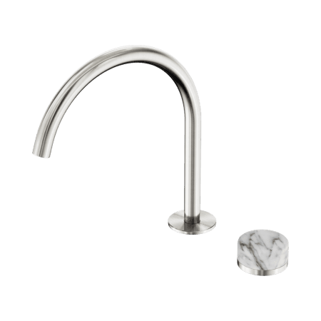 SERENITY BATH/KITCHEN MIXER ARC SPOUT WITH ARABESCATO CORCHIA HANDLE BRUSHED NICKEL (24E040BN)
