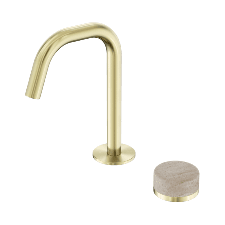 SERENITY BASIN MIXER EDGE SPOUT WITH ROME TRAVERTINE HANDLE BRUSHED GOLD (24E045BG)
