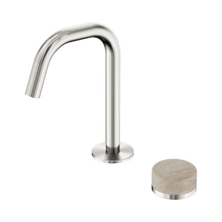 SERENITY BASIN MIXER EDGE SPOUT WITH ROME TRAVERTINE HANDLE BRUSHED NICKEL (24E045BN)