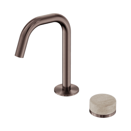 SERENITY BASIN MIXER EDGE SPOUT WITH ROME TRAVERTINE HANDLE BRUSHED BRONZE (24E045BZ)