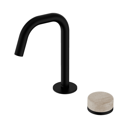 SERENITY BASIN MIXER EDGE SPOUT WITH ROME TRAVERTINE HANDLE MATTE BLACK (24E045MB)