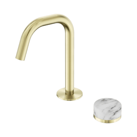 SERENITY BASIN MIXER EDGE SPOUT WITH ARABESCATO CORCHIA HANDLE BRUSHED GOLD (24E046BG)