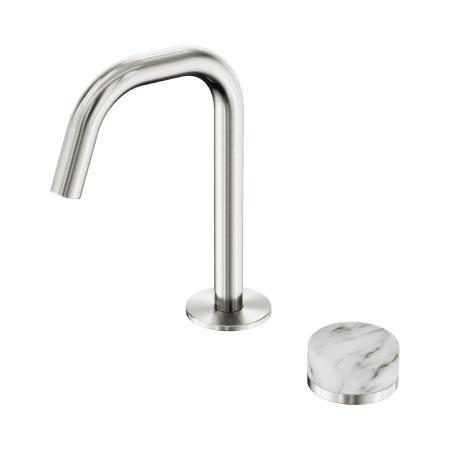 SERENITY BASIN MIXER EDGE SPOUT WITH ARABESCATO CORCHIA HANDLE BRUSHED NICKEL (24E046BN)