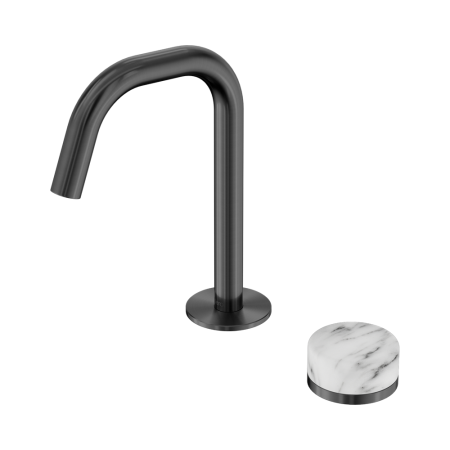 SERENITY BASIN MIXER EDGE SPOUT WITH ARABESCATO CORCHIA HANDLE GUN METAL (24E046GM)