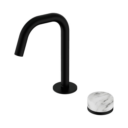 SERENITY BASIN MIXER EDGE SPOUT WITH ARABESCATO CORCHIA HANDLE MATTE BLACK (24E046MB)