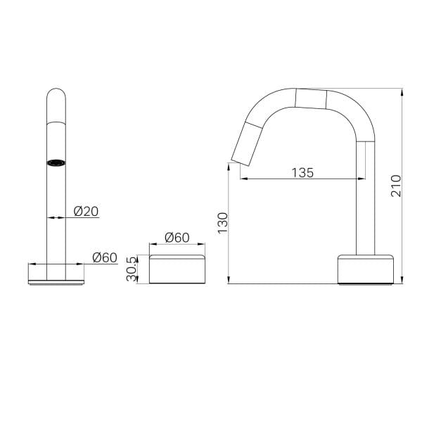 SERENITY BASIN MIXER EDGE SPOUT WITH METAL HANDLE BRUSHED NICKEL (24E048BN)