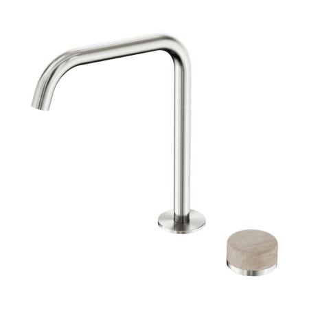 SERENITY BATH/KITCHEN MIXER EDGE SPOUT WITH ROME TRAVERTINE HANDLE BRUSHED NICKEL (24E051BN)