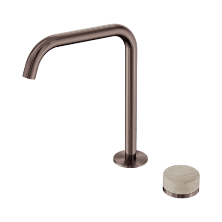 SERENITY BATH/KITCHEN MIXER EDGE SPOUT WITH ROME TRAVERTINE HANDLE BRUSHED BRONZE (24E051BZ)
