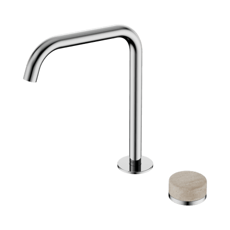 SERENITY BATH/KITCHEN MIXER EDGE SPOUT WITH ROME TRAVERTINE HANDLE CHROME (24E051CH)
