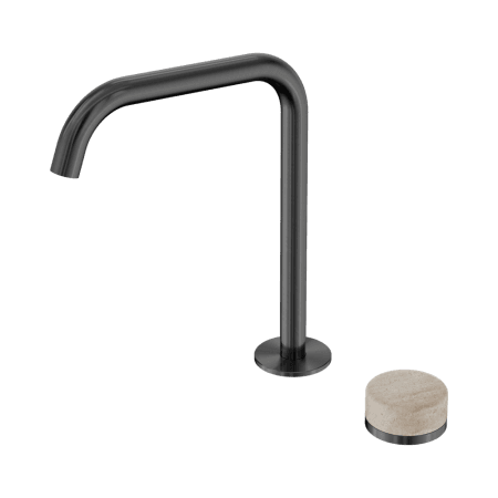 SERENITY BATH/KITCHEN MIXER EDGE SPOUT WITH ROME TRAVERTINE HANDLE GUN METAL (24E051GM)