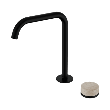 SERENITY BATH/KITCHEN MIXER EDGE SPOUT WITH ROME TRAVERTINE HANDLE MATTE BLACK (24E051MB)