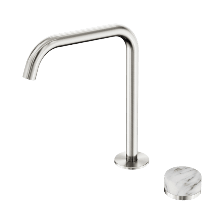 SERENITY BATH/KITCHEN MIXER EDGE SPOUT WITH ARABESCATO CORCHIA HANDLE BRUSHED NICKEL (24E052BN)