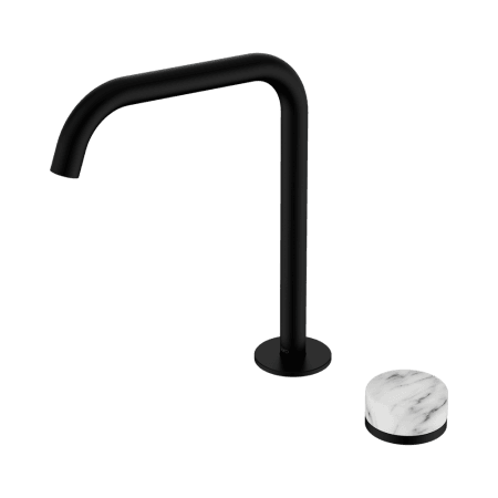 SERENITY BATH/KITCHEN MIXER EDGE SPOUT WITH ARABESCATO CORCHIA HANDLE MATTE BLACK (24E052MB)