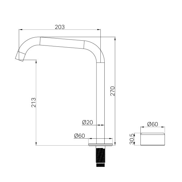 SERENITY BATH/KITCHEN MIXER EDGE SPOUT WITH METAL HANDLE MATTE BLACK (24E054MB)