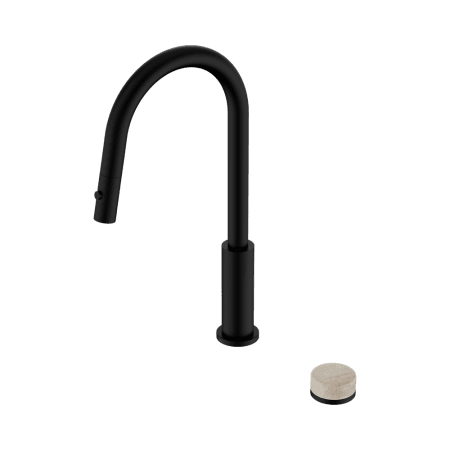 SERENITY PULL OUT KITCHEN SET WITH ROME TRAVERTINE HANDLE MATTE BLACK (24E057MB)