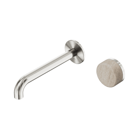 SERENITY Wall Basin Mixer 160/185/220mm Spout With Rome Travertine Handle Brushed Nickel (24E063BN/24E069BN/24E075BN)