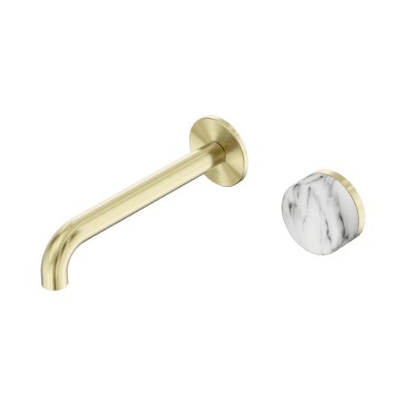 SERENITY Wall Basin Mixer 160/185/220mm Spout With Arabescato Corchia Handle Brushed Gold (24E064BG/24E070BG/24E076BG)