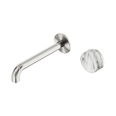 SERENITY Wall Basin Mixer 160/185/220mm Spout With Arabescato Corchia Handle Brushed Nickel (24E064BN/24E070BN/24E076BN)