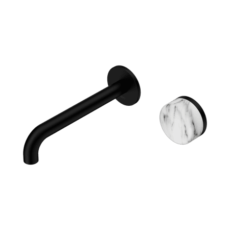 SERENITY Wall Basin Mixer 160/185/220mm Spout With Arabescato Corchia Handle Matte Black (24E064MB/24E070MB/24E076MB)
