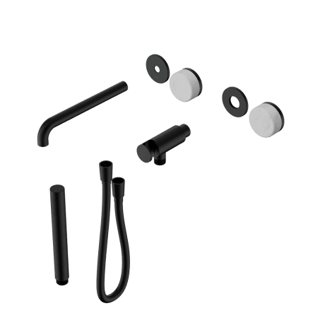 SERENITY SHOWER SYSTEM WITH SPOUT WITH CARRARA HANDLE AND SLIM SHOWER TRIM KIT ONLY MATTE BLACK (24E079MB)