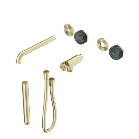 SERENITY SHOWER SYSTEM WITH SPOUT WITH VERDE ALPI HANDLE AND SLIM SHOWER TRIM KIT ONLY BRUSHED GOLD (24E080BG)