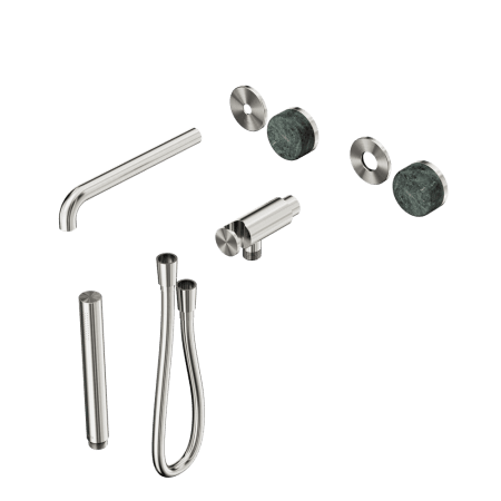 SERENITY SHOWER SYSTEM WITH SPOUT WITH VERDE ALPI HANDLE AND SLIM SHOWER TRIM KIT ONLY BRUSHED NICKEL (24E080BN)