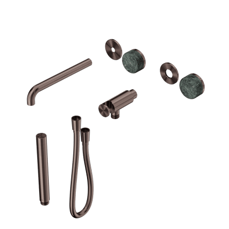 SERENITY SHOWER SYSTEM WITH SPOUT WITH VERDE ALPI HANDLE AND SLIM SHOWER TRIM KIT ONLY BRUSHED BRONZE (24E080BZ)