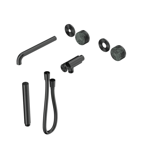 SERENITY SHOWER SYSTEM WITH SPOUT WITH VERDE ALPI HANDLE AND SLIM SHOWER TRIM KIT ONLY GUN METAL (24E080GM)