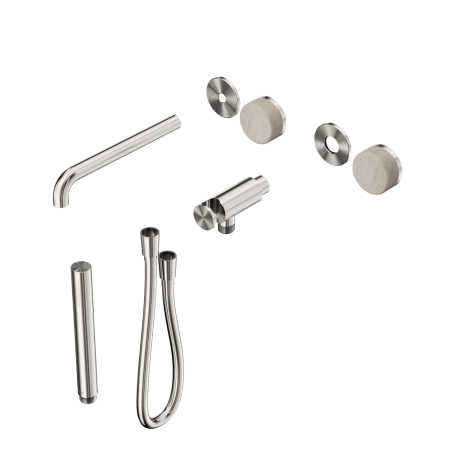 SERENITY SHOWER SYSTEM WITH SPOUT WITH ROME TRAVERTINE HANDLE AND SLIM SHOWER TRIM KIT ONLY BRUSHED NICKEL (24E081BN)