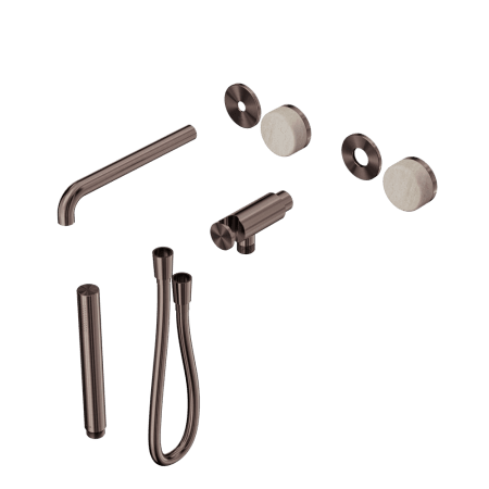 SERENITY SHOWER SYSTEM WITH SPOUT WITH ROME TRAVERTINE HANDLE AND SLIM SHOWER TRIM KIT ONLY BRUSHED BRONZE (24E081BZ)