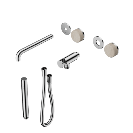 SERENITY SHOWER SYSTEM WITH SPOUT WITH ROME TRAVERTINE HANDLE AND SLIM SHOWER TRIM KIT ONLY CHROME (24E081CH)