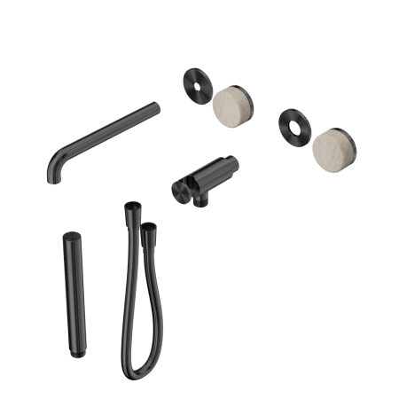 SERENITY SHOWER SYSTEM WITH SPOUT WITH ROME TRAVERTINE HANDLE AND SLIM SHOWER TRIM KIT ONLY GUN METAL (24E081GM)