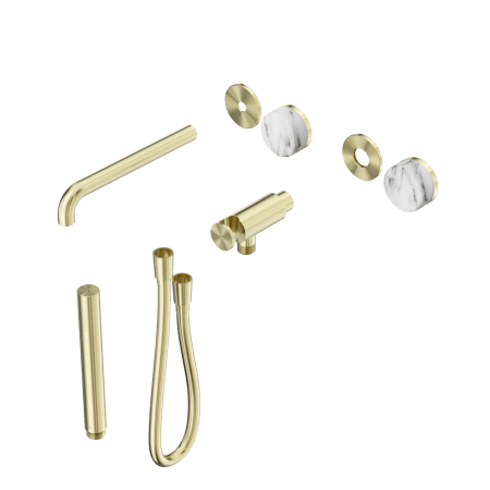 SERENITY SHOWER SYSTEM WITH SPOUT WITH ARABESCATO CORCHIA HANDLE AND SLIM SHOWER TRIM KIT ONLY BRUSHED GOLD (24E082BG)