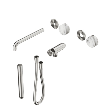 SERENITY SHOWER SYSTEM WITH SPOUT WITH ARABESCATO CORCHIA HANDLE AND SLIM SHOWER TRIM KIT ONLY BRUSHED NICKEL (24E082BN)