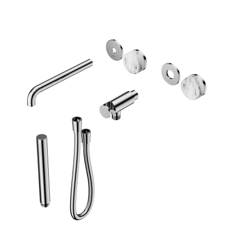 SERENITY SHOWER SYSTEM WITH SPOUT WITH ARABESCATO CORCHIA HANDLE AND SLIM SHOWER TRIM KIT ONLY CHROME (24E082CH)