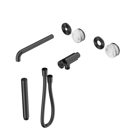 SERENITY SHOWER SYSTEM WITH SPOUT WITH ARABESCATO CORCHIA HANDLE AND SLIM SHOWER TRIM KIT ONLY GUN METAL (24E082GM)