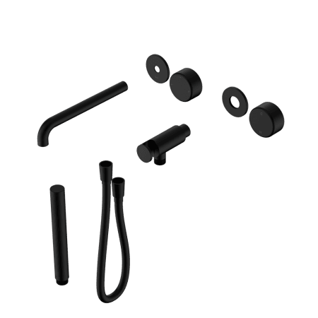 SERENITY SHOWER SYSTEM WITH SPOUT WITH METAL HANDLE AND SLIM SHOWER TRIM KIT ONLY MATTE BLACK (24E084MB)