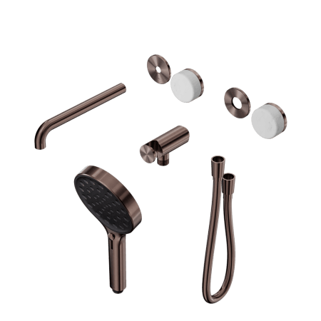 SERENITY SHOWER SYSTEM WITH SPOUT WITH CARRARA HANDLE AND SERENITY HAND SHOWER TRIM KIT ONLY BRUSHED BRONZE (24E085BZ)