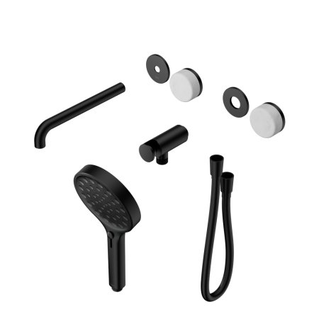 SERENITY SHOWER SYSTEM WITH SPOUT WITH CARRARA HANDLE AND SERENITY HAND SHOWER TRIM KIT ONLY MATTE BLACK (24E085MB)