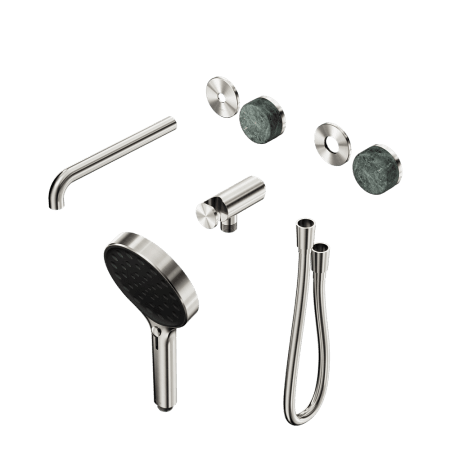SERENITY SHOWER SYSTEM WITH SPOUT WITH VERDE ALPI HANDLE AND SERENITY HAND SHOWER TRIM KIT ONLY BRUSHED NICKEL (24E086BN)