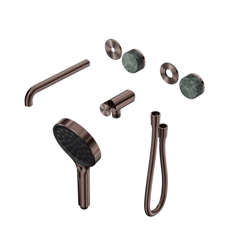 SERENITY SHOWER SYSTEM WITH SPOUT WITH VERDE ALPI HANDLE AND SERENITY HAND SHOWER TRIM KIT ONLY BRUSHED BRONZE (24E086BZ)