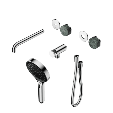 SERENITY SHOWER SYSTEM WITH SPOUT WITH VERDE ALPI HANDLE AND SERENITY HAND SHOWER TRIM KIT ONLY CHROME (24E086CH)