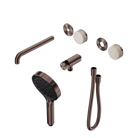 SERENITY SHOWER SYSTEM WITH SPOUT WITH ROME TRAVERTINE HANDLE AND SERENITY HAND SHOWER TRIM KIT ONLY BRUSHED BRONZE (24E087BZ)